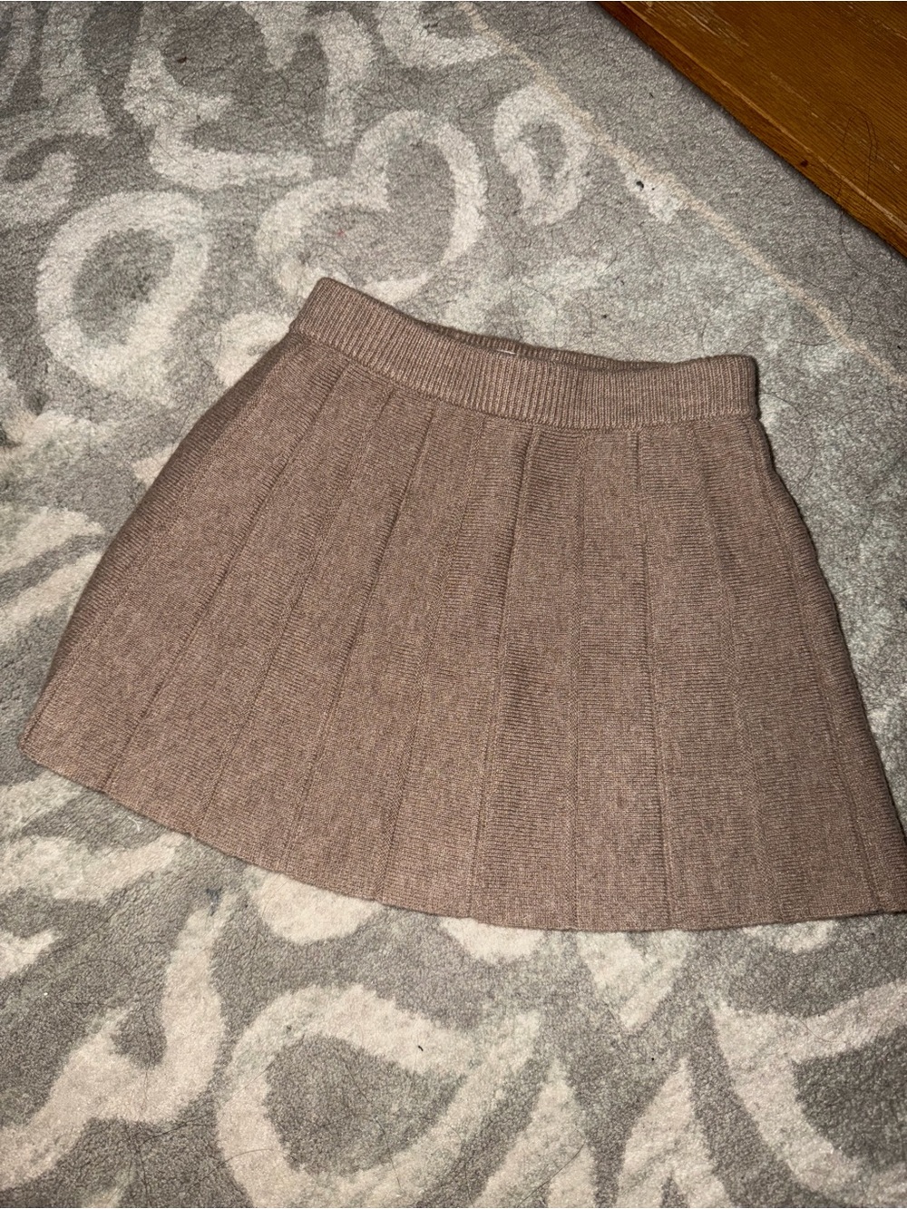 Girls Zara Brown Knit Pleated Skirt